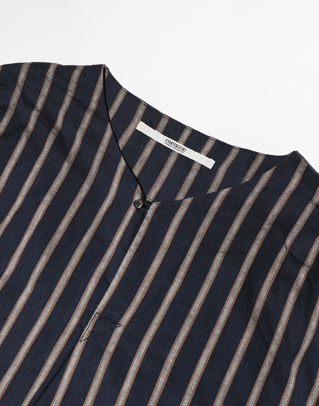 OMNIGOD Stripe Half Shirt, Navy