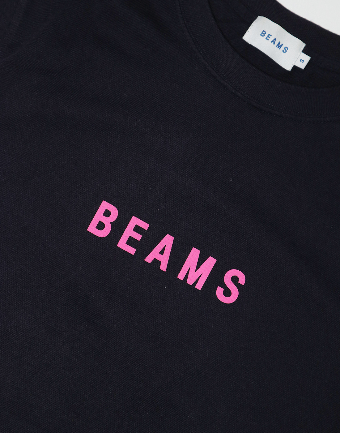 BEAMS Logo Half T-Shirts, Navy
